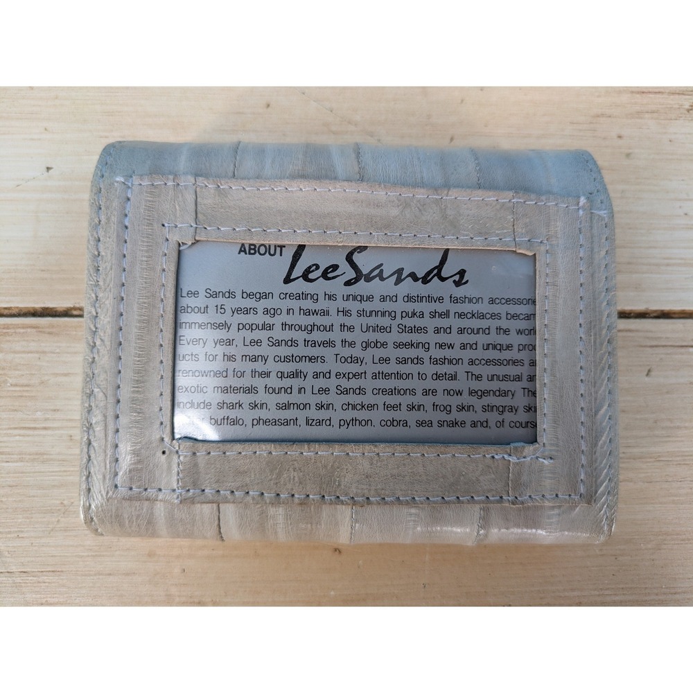 Lee Sands Genuine Eel Skin Wallet Gray Blue Accordion Card Holder Korea Vintage - Picture 3 of 11